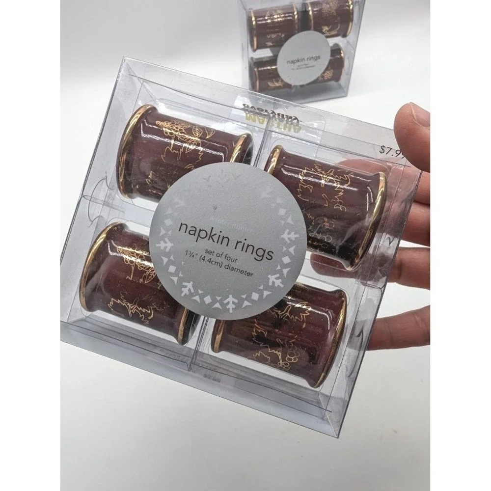8 Set Martha Stewart Napkin Rings Winter Jubilee Ceramic‎ Fruit Party Luxury NEW